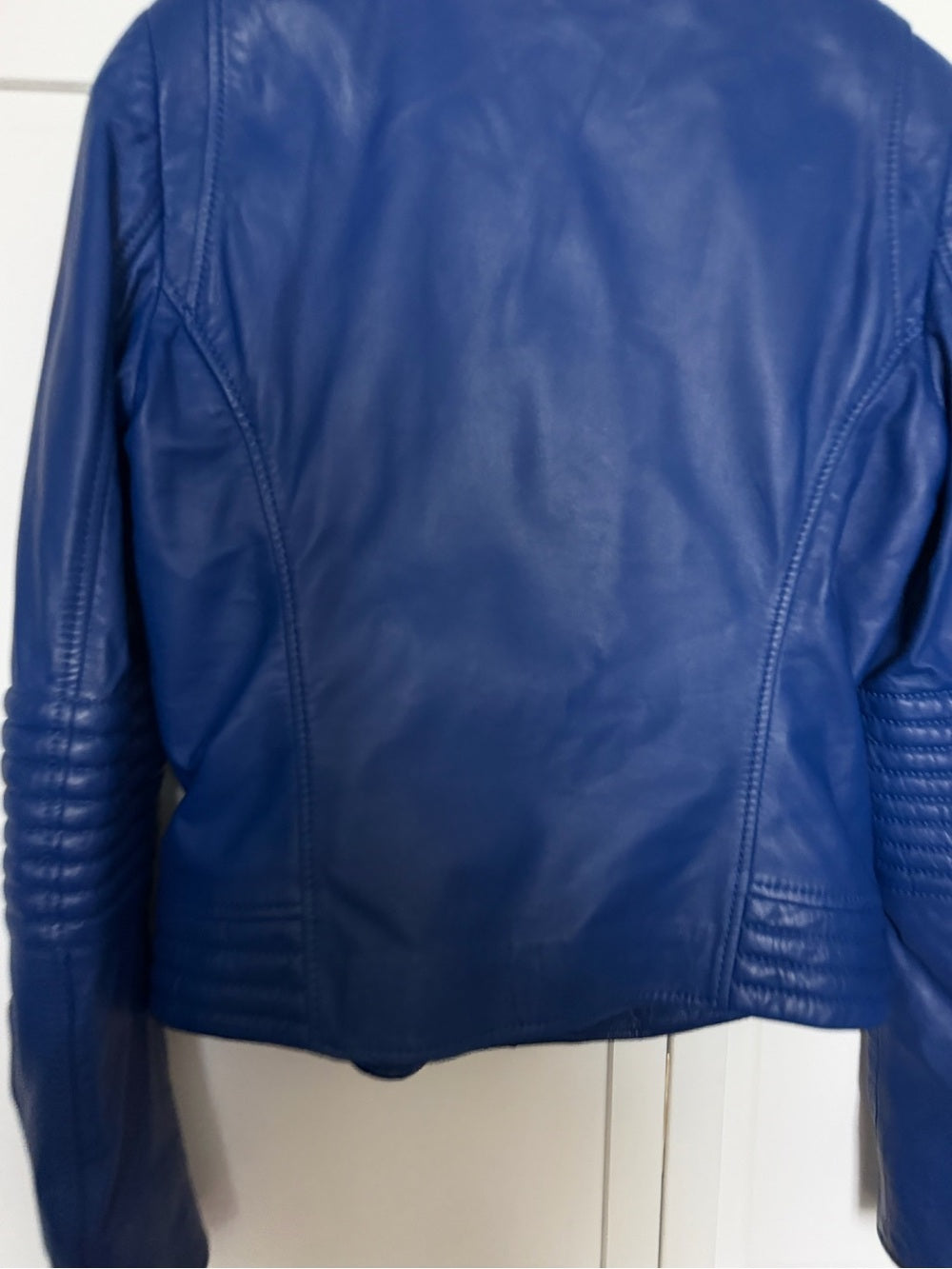 ZAPA Paris Blue 100% Lamb Leather Moto Biker Jacket 42 - US 10 Like New