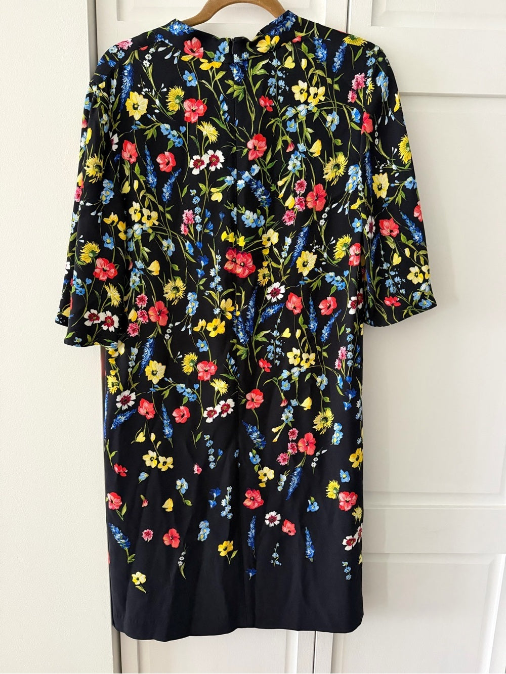 Like New Escada Vibrant Floral Black Midi Dress - Size 6/8 (EU 38)