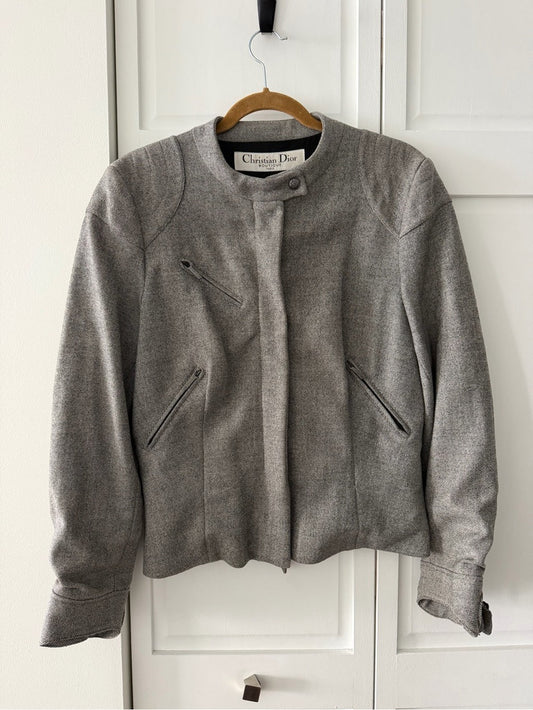 Authentic Vintage Christian Dior Boutique Wool-Silk Moto Jacket - Size 12 - Studio Edition