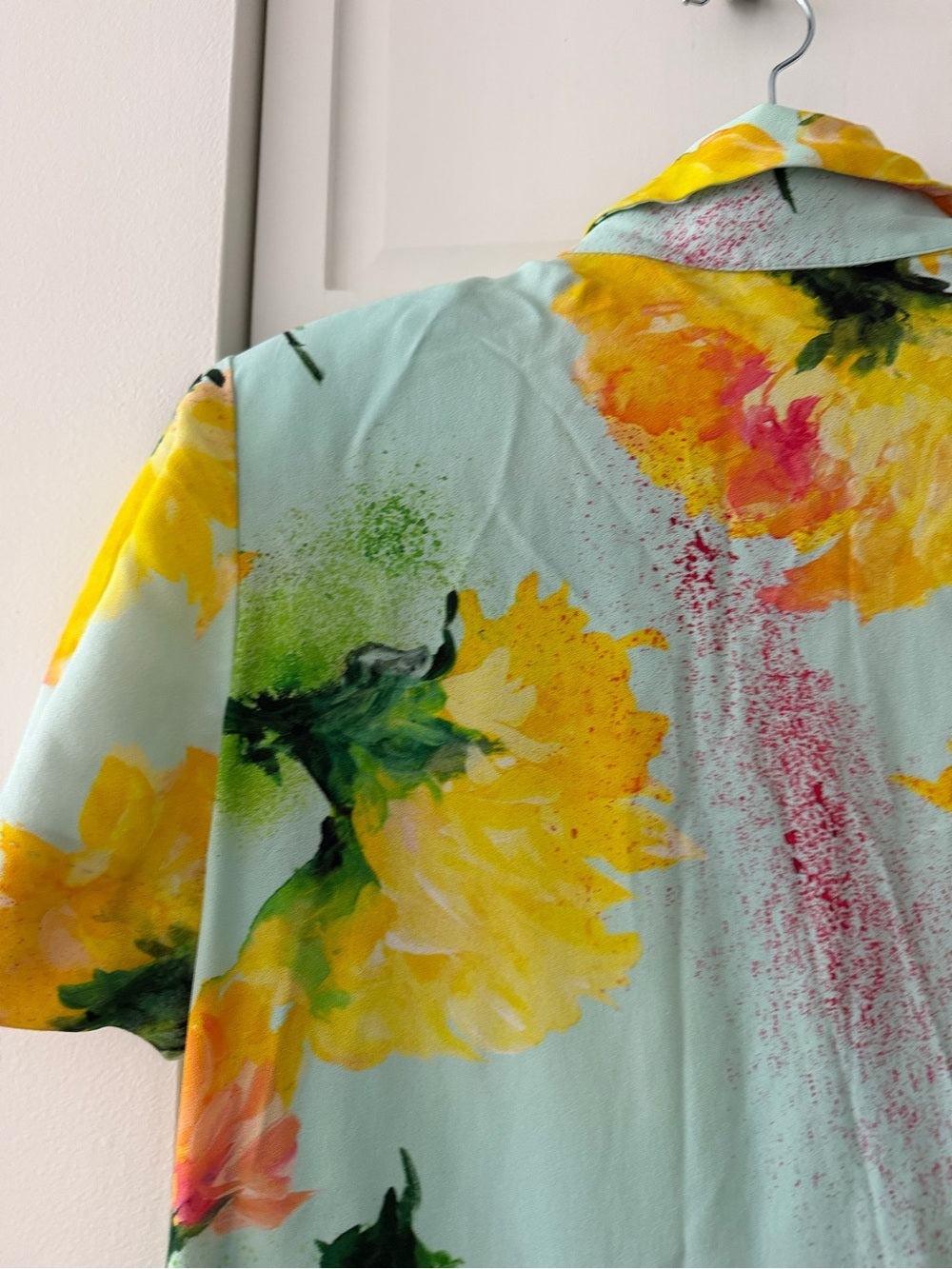 Escada "Dallinata" Mint Floral Viscose Shirt Dress - Size 38 like new