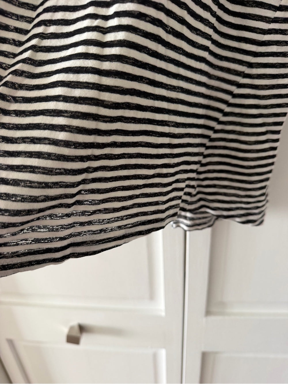 Peace Love Black & White Striped Ruffle Button-Front Tank Top size S French