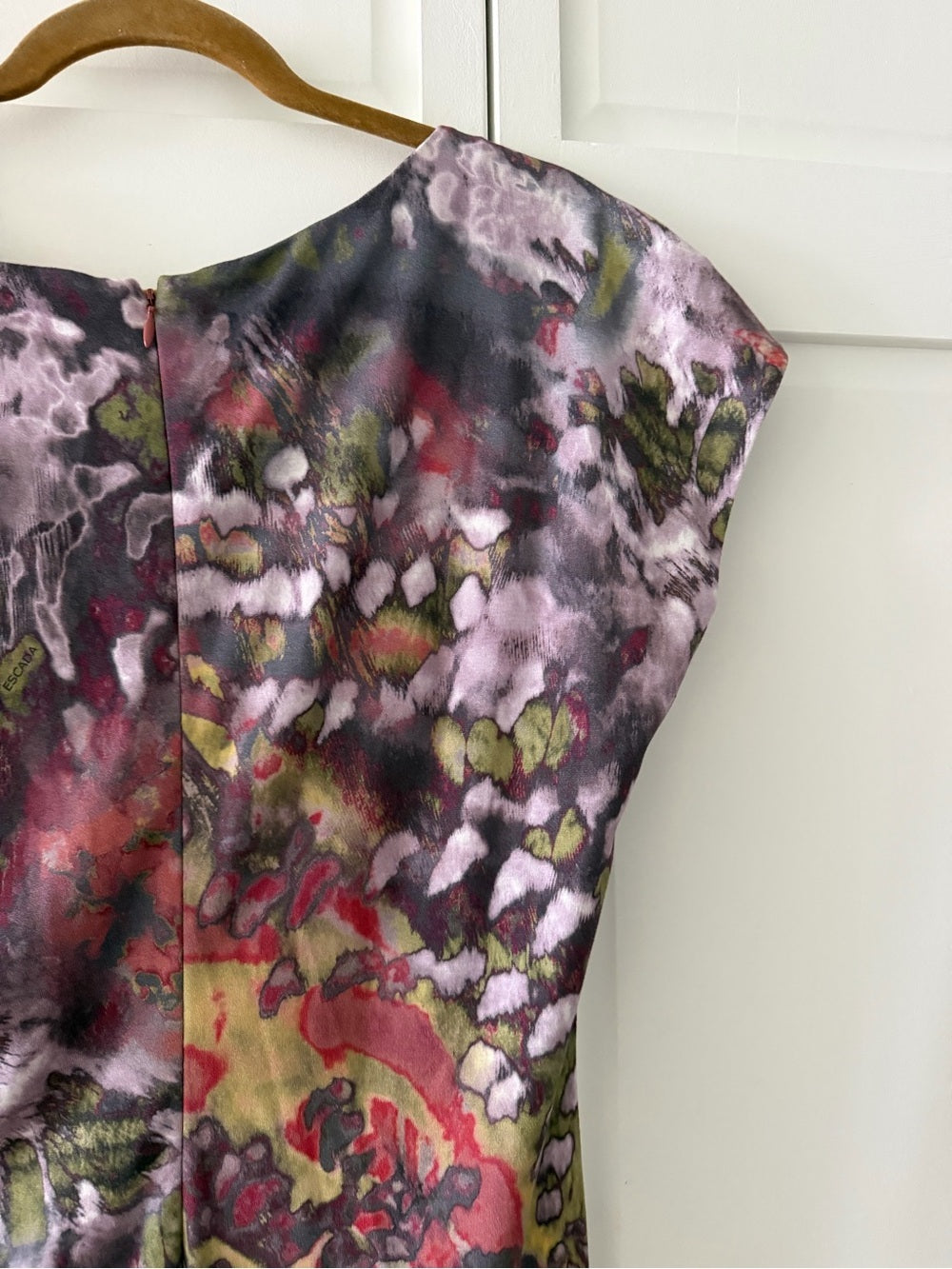 Escada Abstract Floral Print Ruched Waist Midi Dress - Size 42 Like New S 12