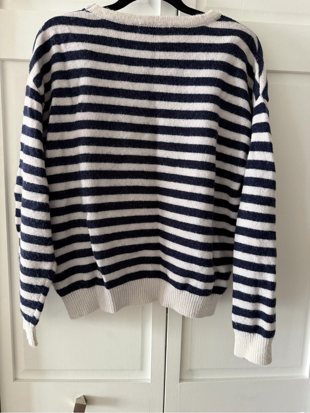 Peace N Love French Store Striped Heart Patch Sweater - Fits Medium