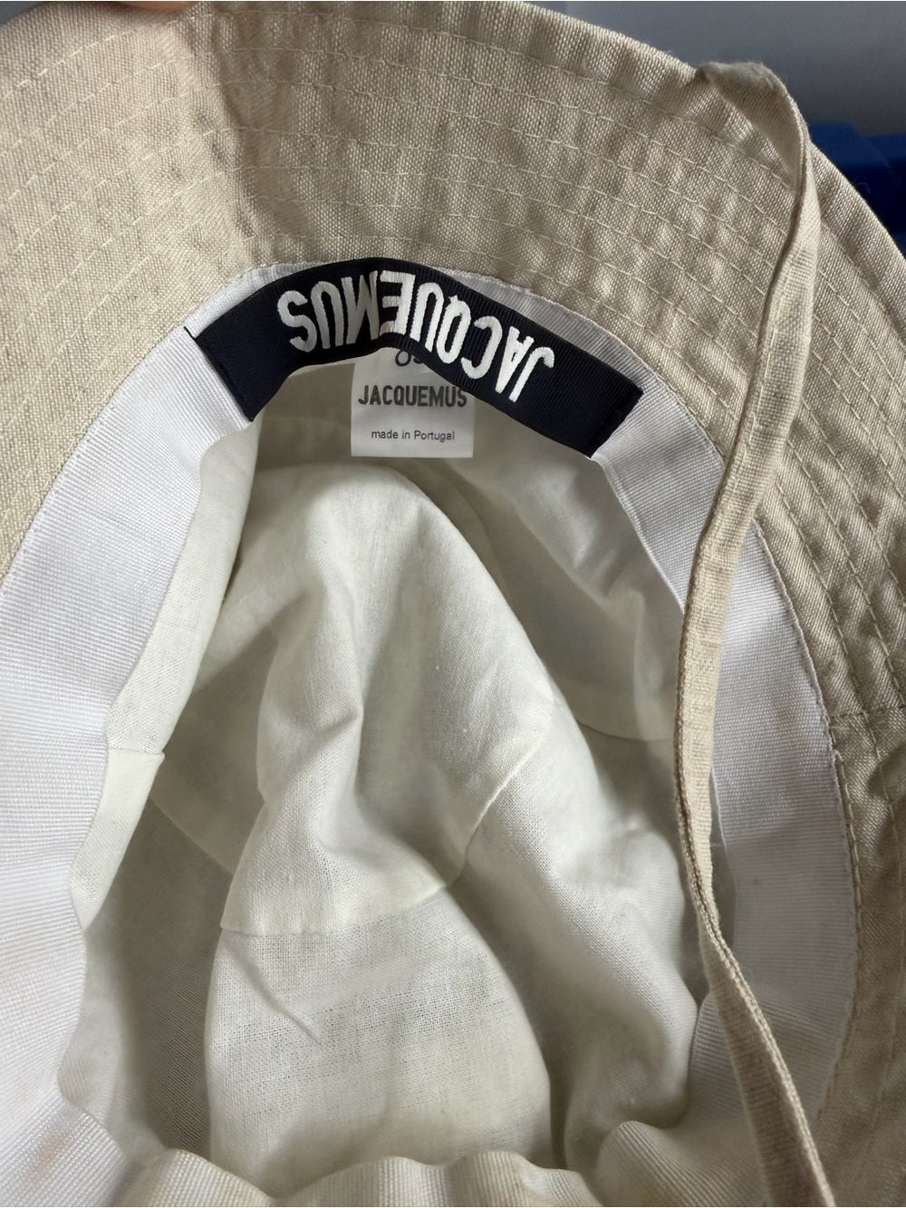 NWOT JACQUEMUS Neutral Beige Bucket Hat with Logo Plaque