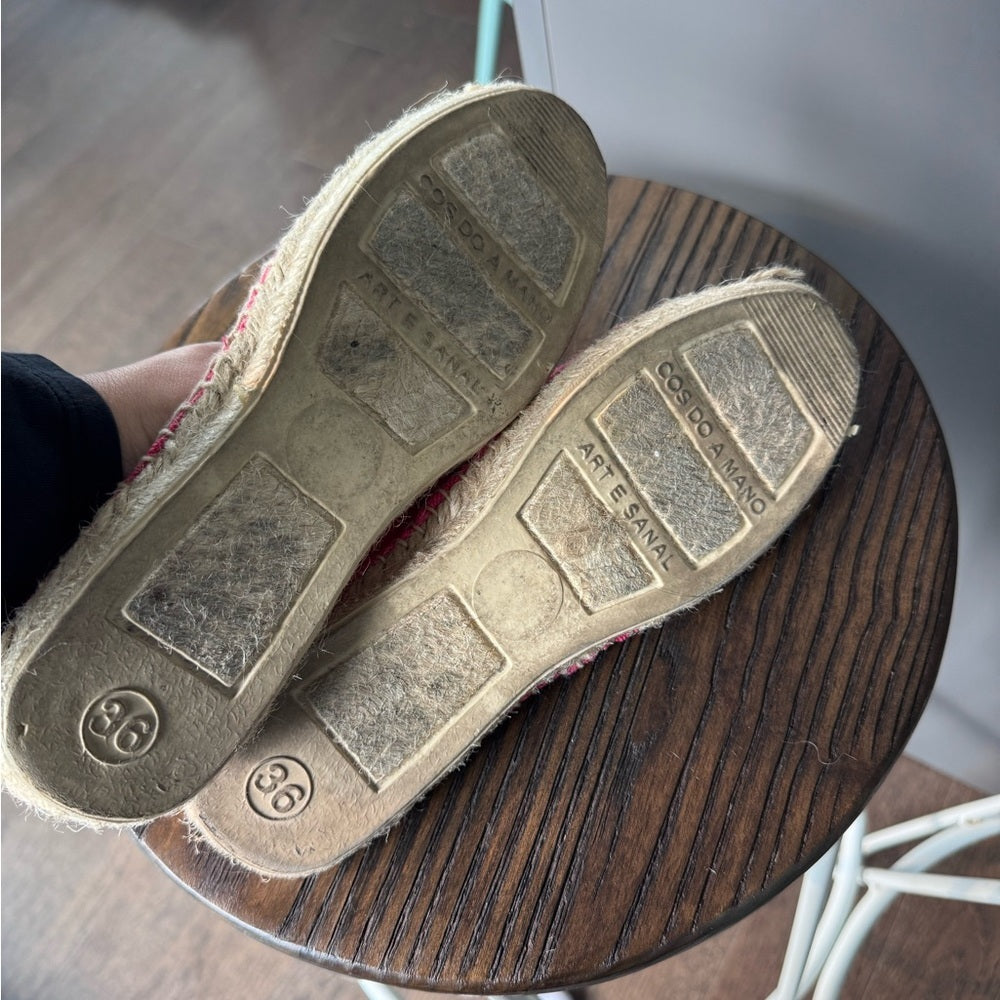 Handmade Spanish Flat Loafer Espadrilles Hot Pink Size 36 US 6 | euro summer
