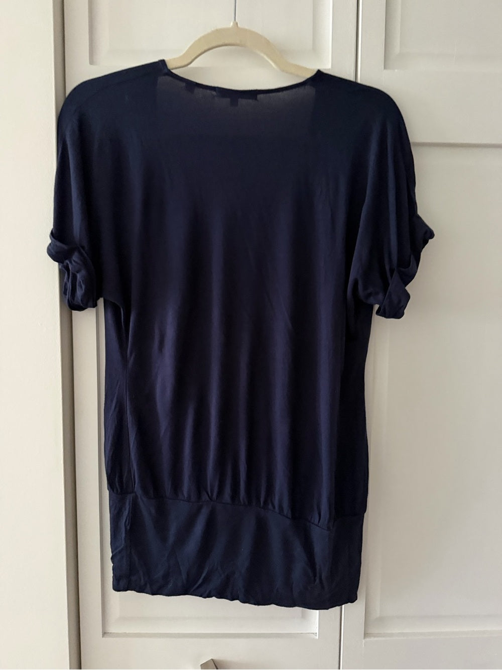 Vince Navy Blue Deep V-Neck Surplice Drape Wrap Top XS