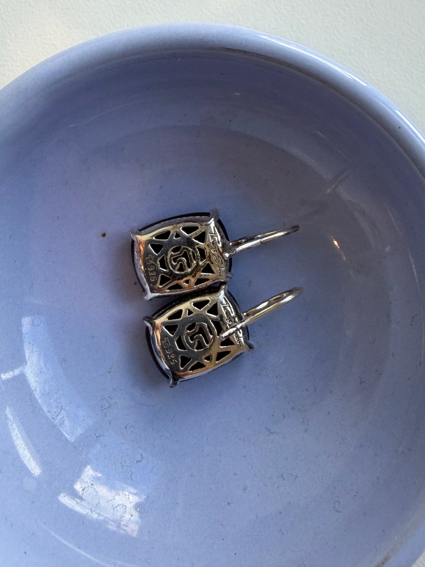 Thomas Sabo Sterling Silver Black Onyx Drop Earrings – 1" Cushion Cut - Studio Edition