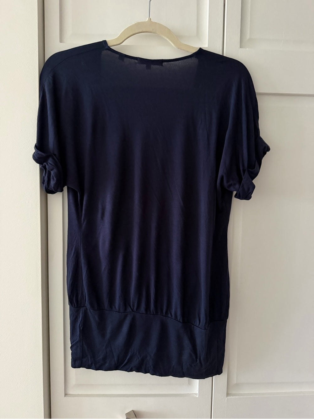 Vince Navy Blue Deep V-Neck Surplice Drape Wrap Top XS