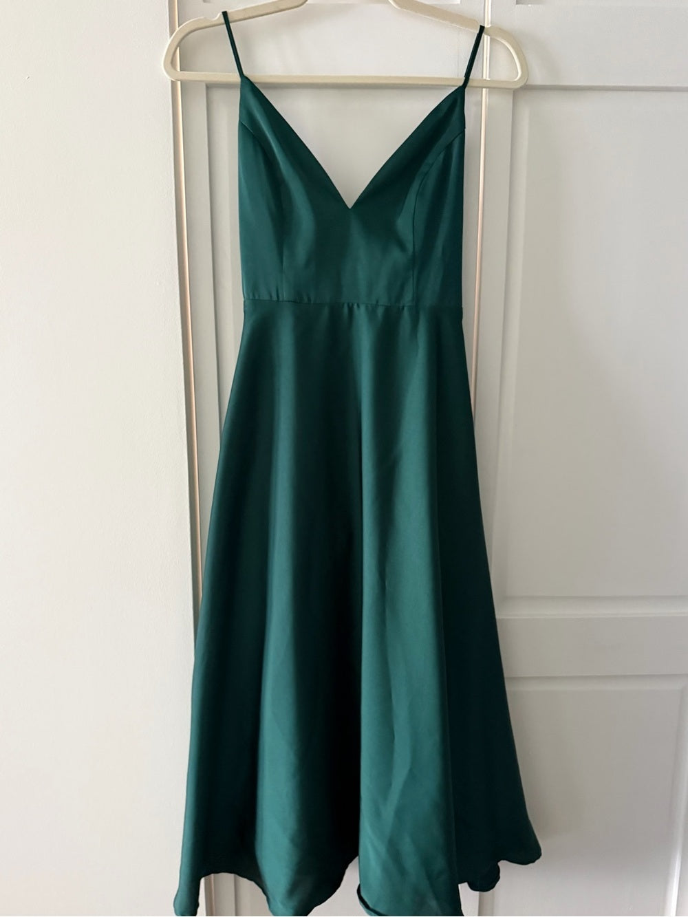 Maniju Emerald Green Satin Tie Back Midi Dress Small NWoT