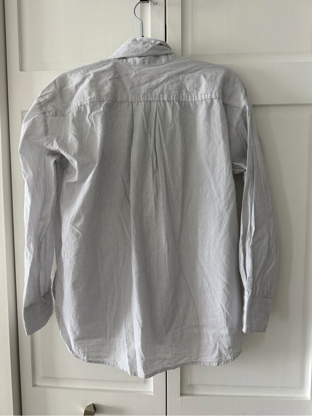 Easy Clothes French Tie-Front Cotton Oversized Striped Blouse size S blue white