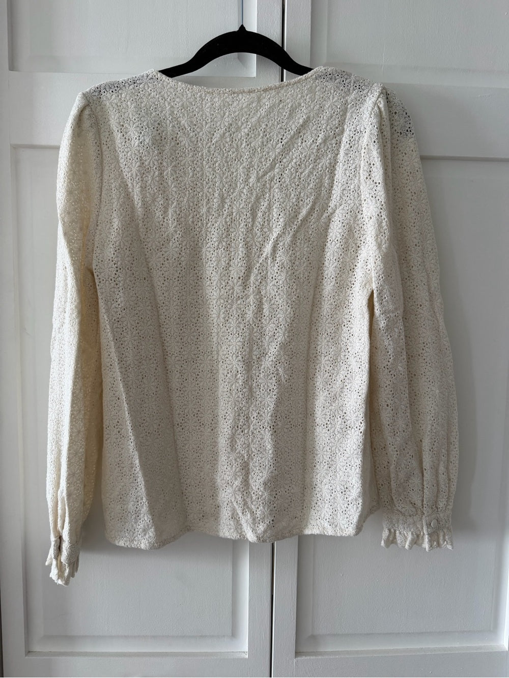 Vintage Cream 100% Cotton Lace Blouse - Size M
