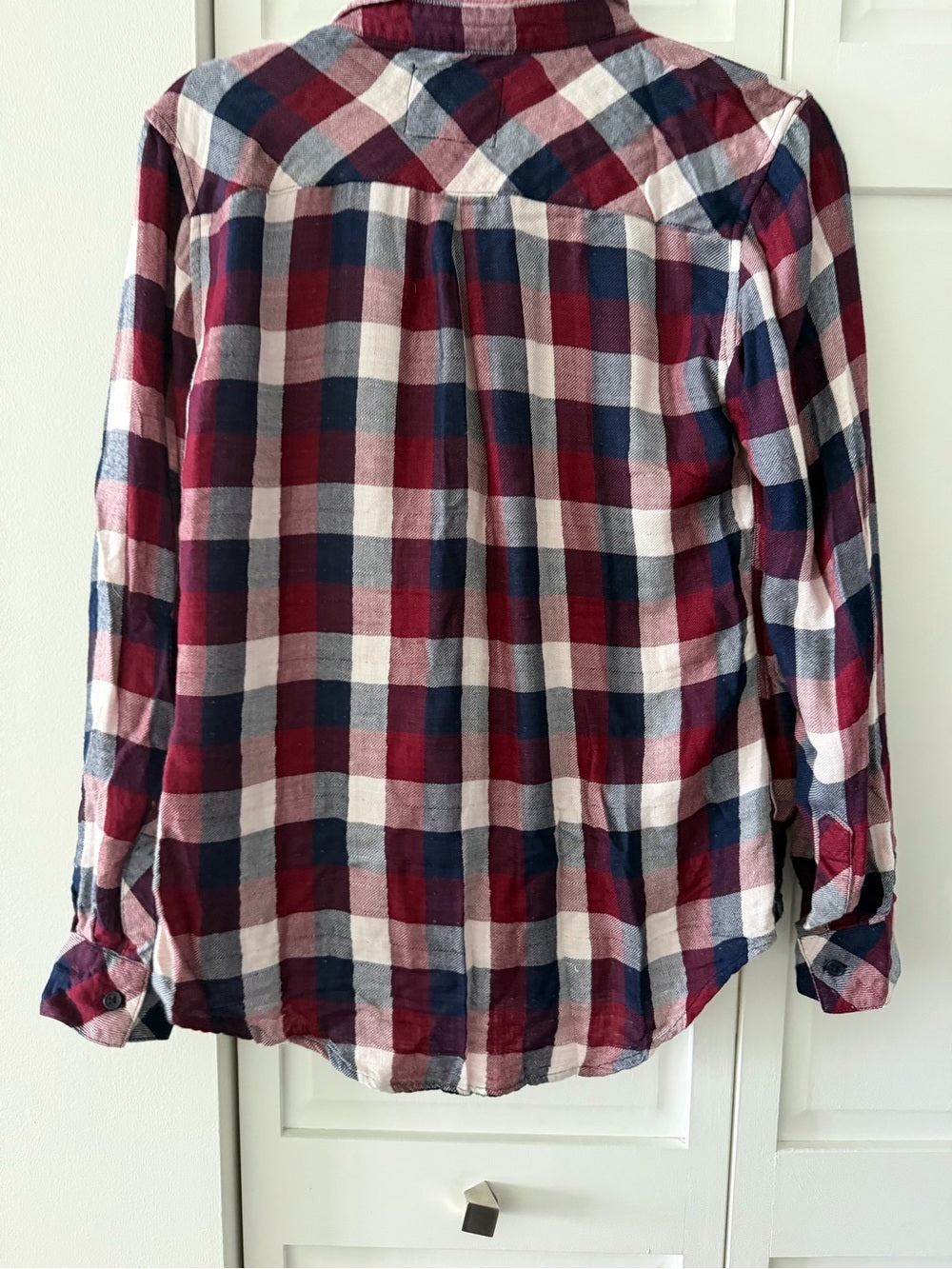 Rails Burgundy Navy Plaid Double Layer Flannel Shirt S