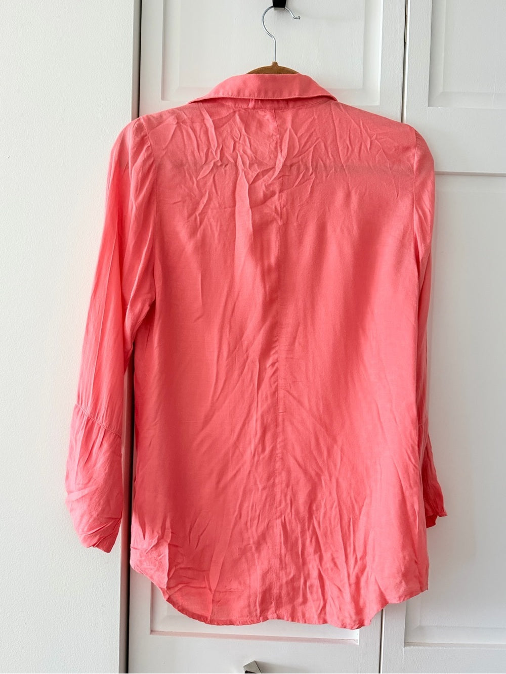 Bella Dahl Coral Pink Rayon Button Down Shirt S