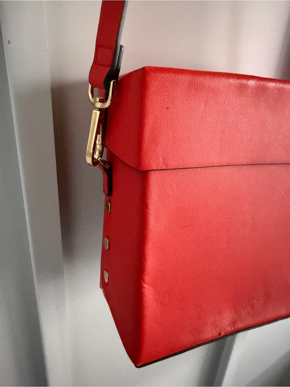 Topshop Red Faux Leather Box Crossbody Bag