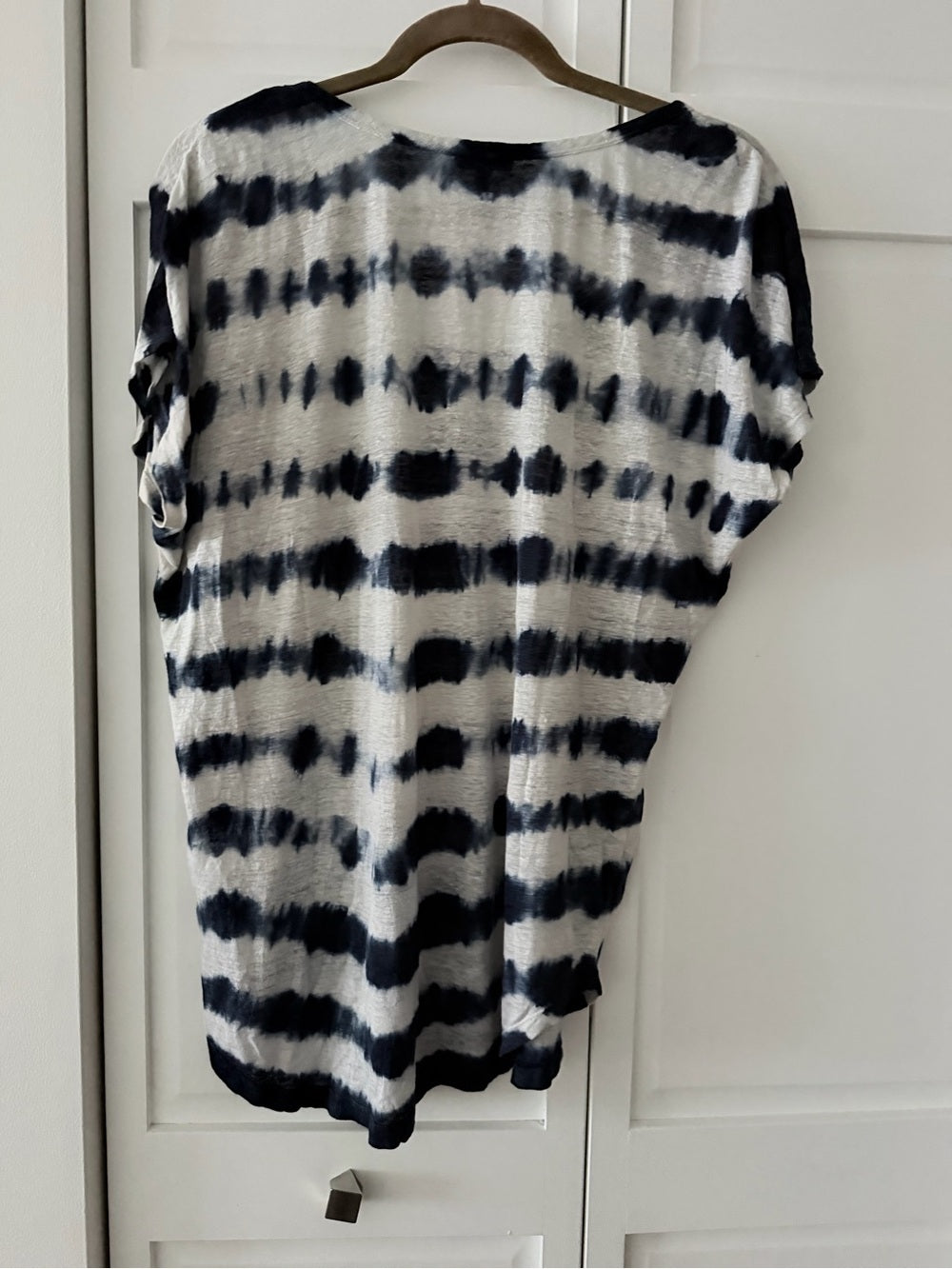 Joie Navy Blue Tie Dye 100% Linen Oversized T-Shirt S