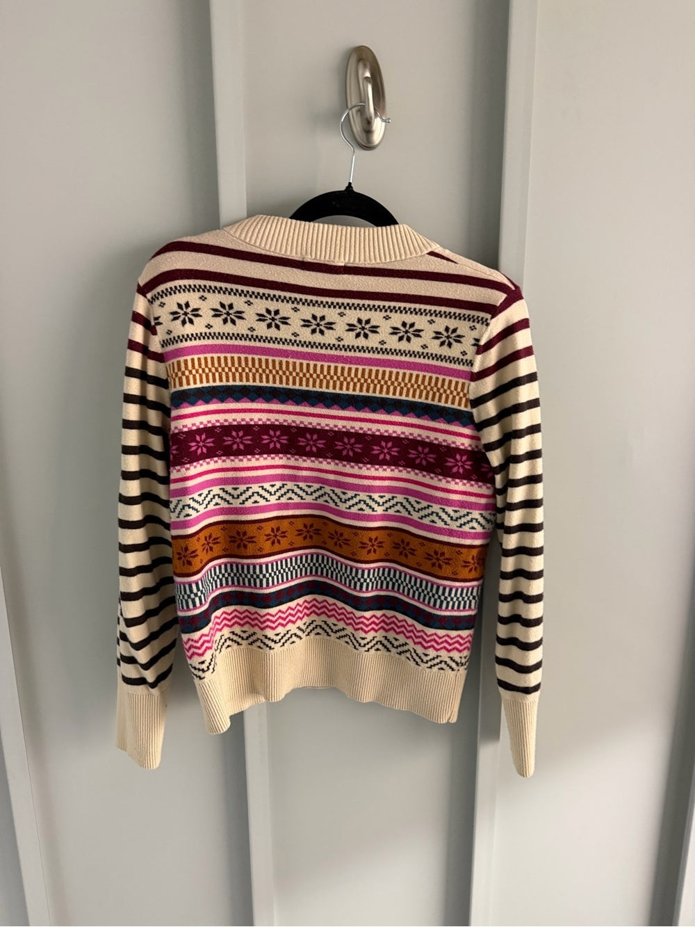 Reitmans Fair Isle Pattern Zip-Neck Sweater - Size Medium