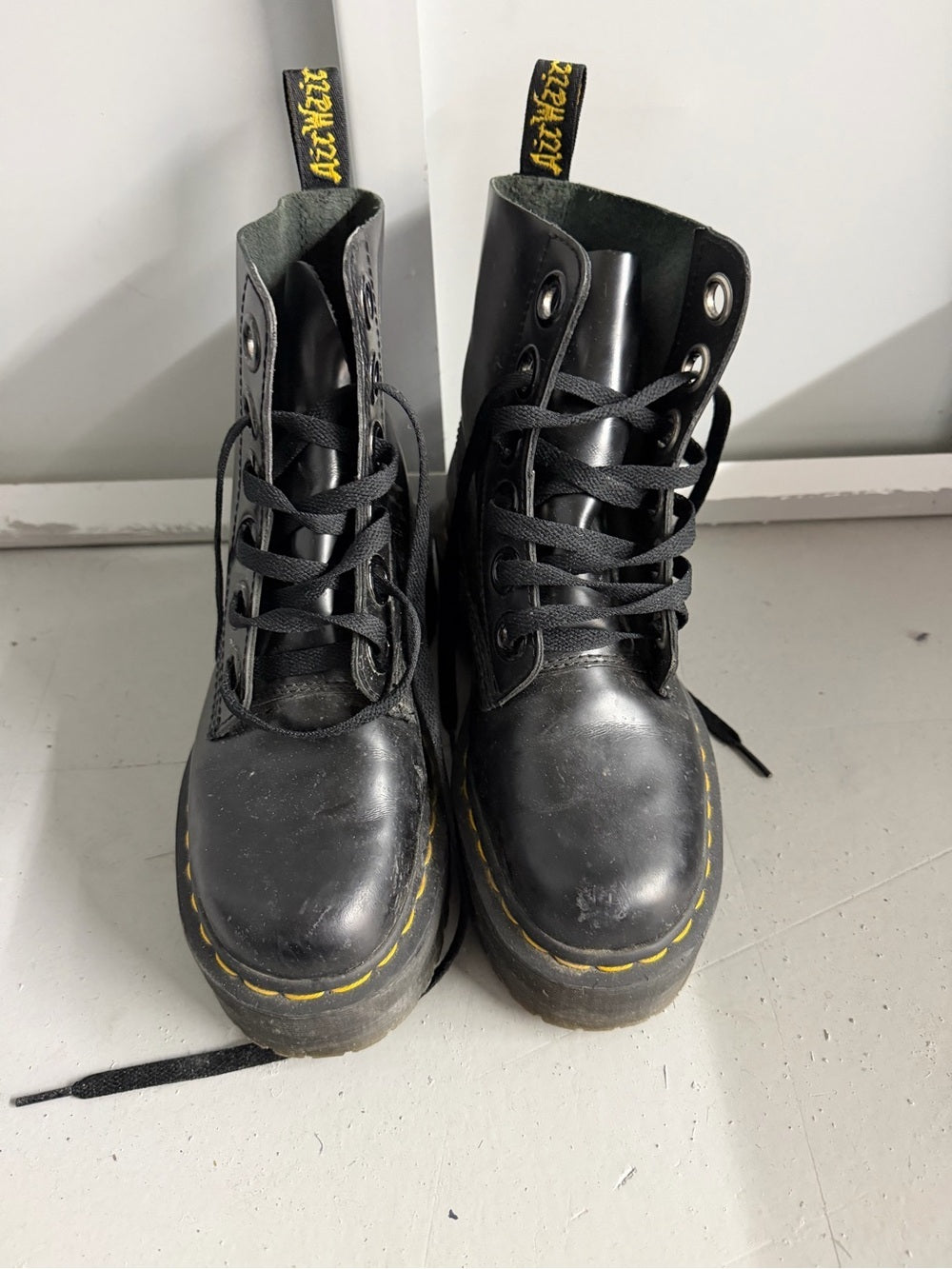Dr. Martens Molly Platform Boots Black Patent Leather US 6