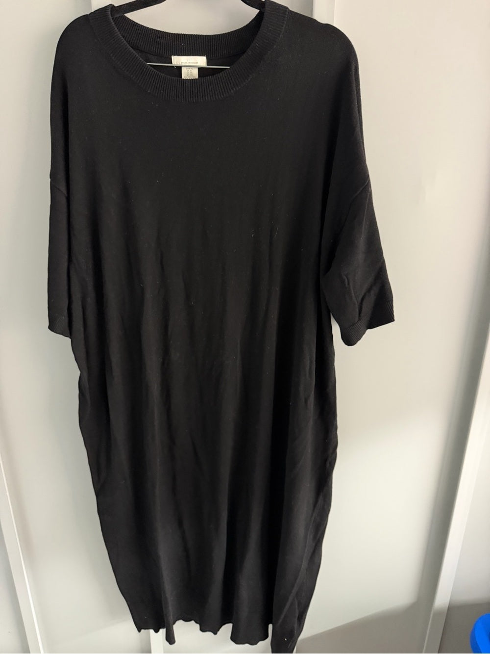 H&M Black Knit Short Sleeve Midi Dress Size XL