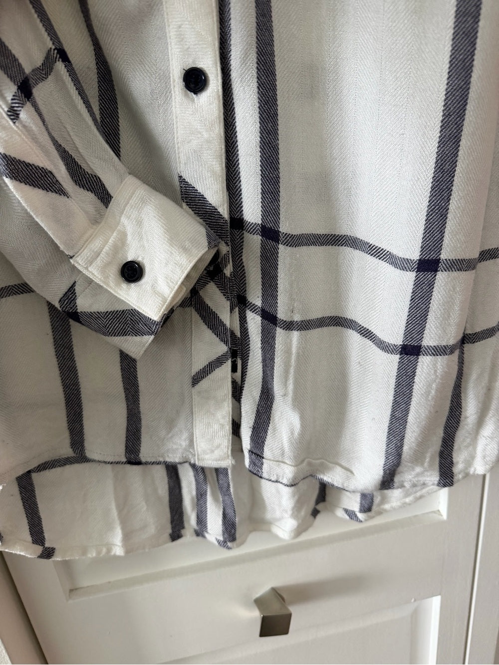 Rails Hunter White Navy Plaid Rayon Flannel Shirt S
