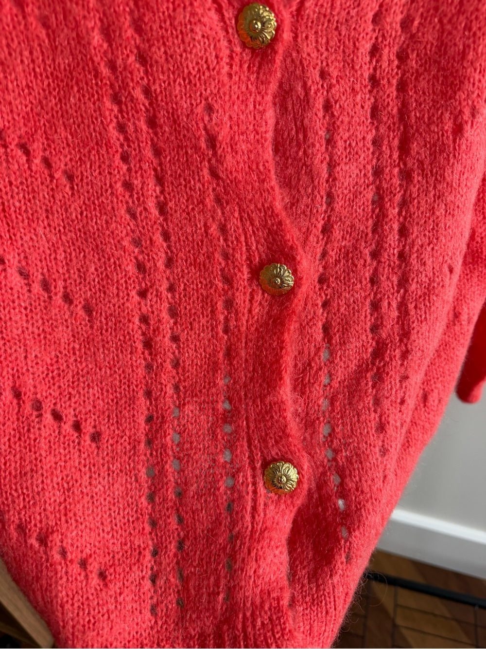 Opulence Paris Orange Mohair Blend Cardigan Oversized S M