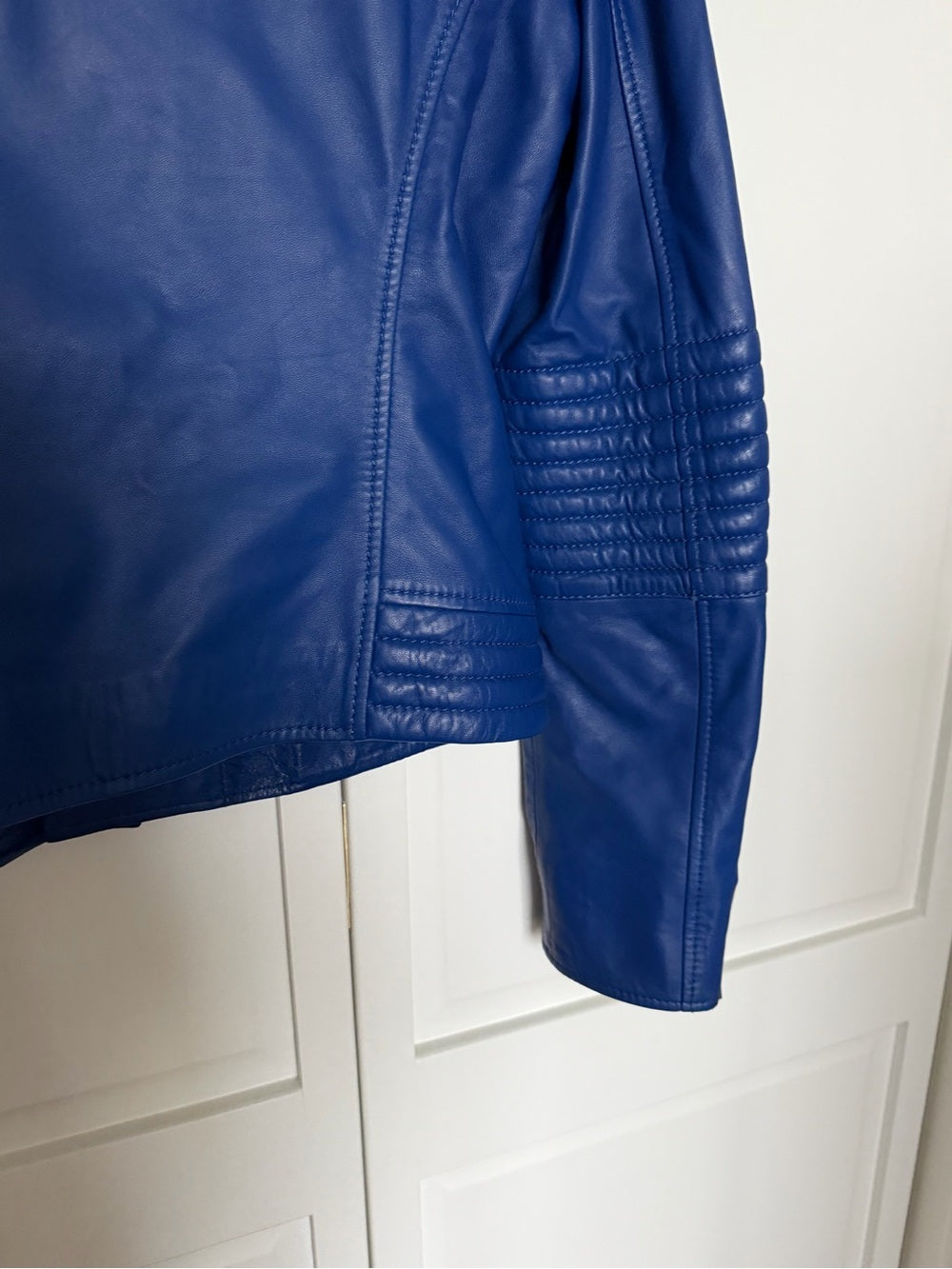 ZAPA Paris Blue 100% Lamb Leather Moto Biker Jacket 42 - US 10 Like New