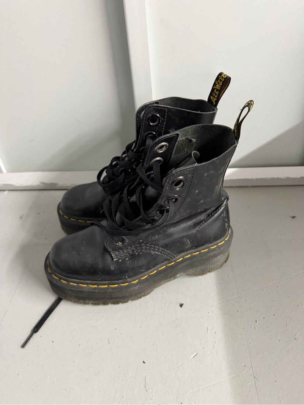Dr. Martens Molly Platform Boots Black Patent Leather US 6