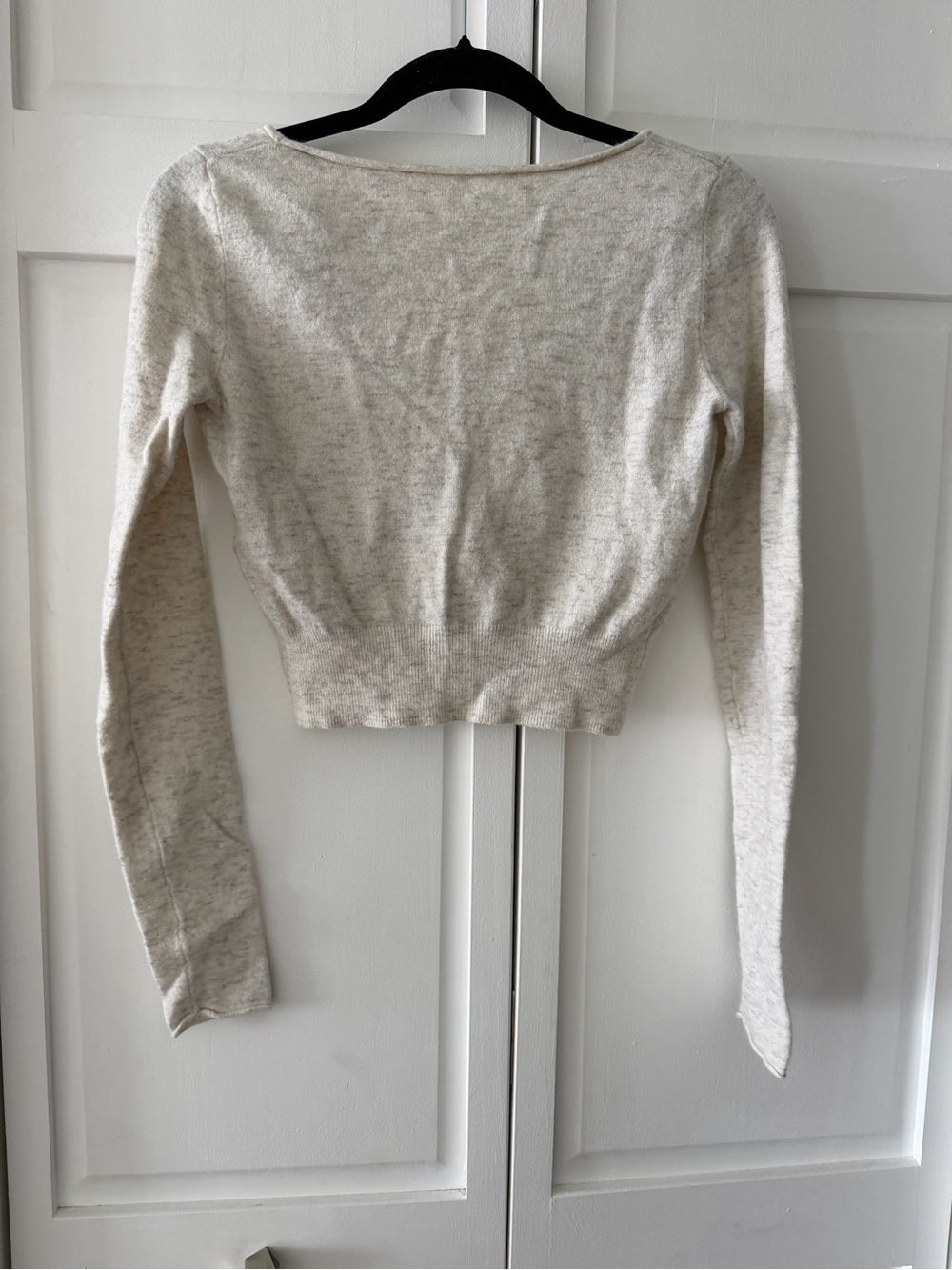 Wilfred Cropped Wool Cashmere Blend Cardigan - Cream Speckled - Size XS