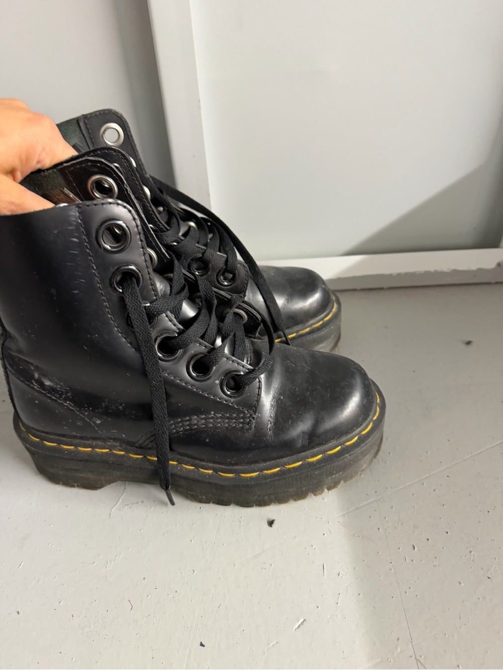 Dr. Martens Molly Platform Boots Black Patent Leather US 6