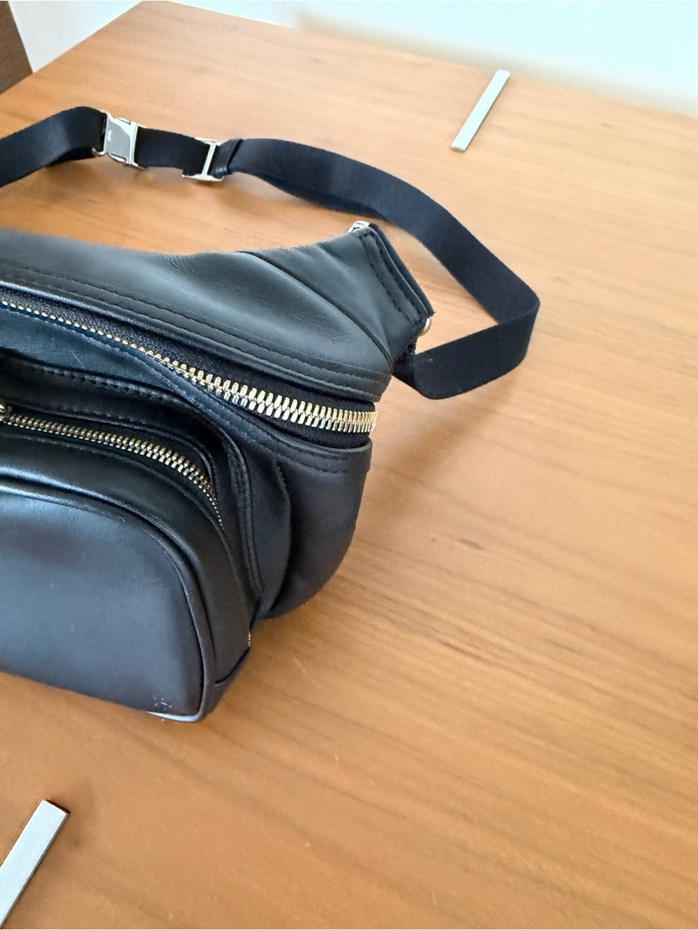WANT Les Essentiels Testa Black Leather Waist Pack Crossbody Sling Bag