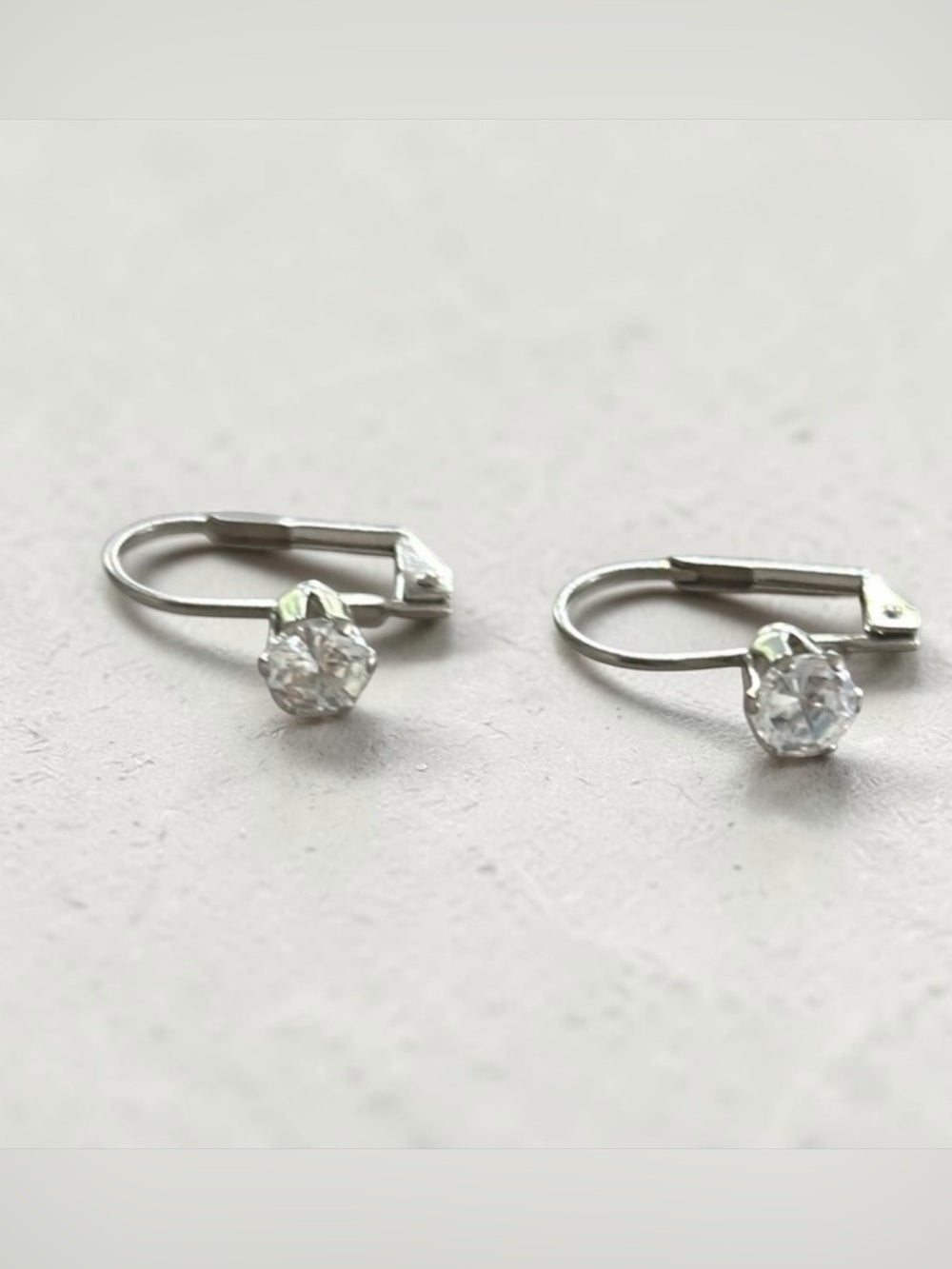 NWOT Solitaire Leverback Earrings | Silver Tone with Clear Crystal