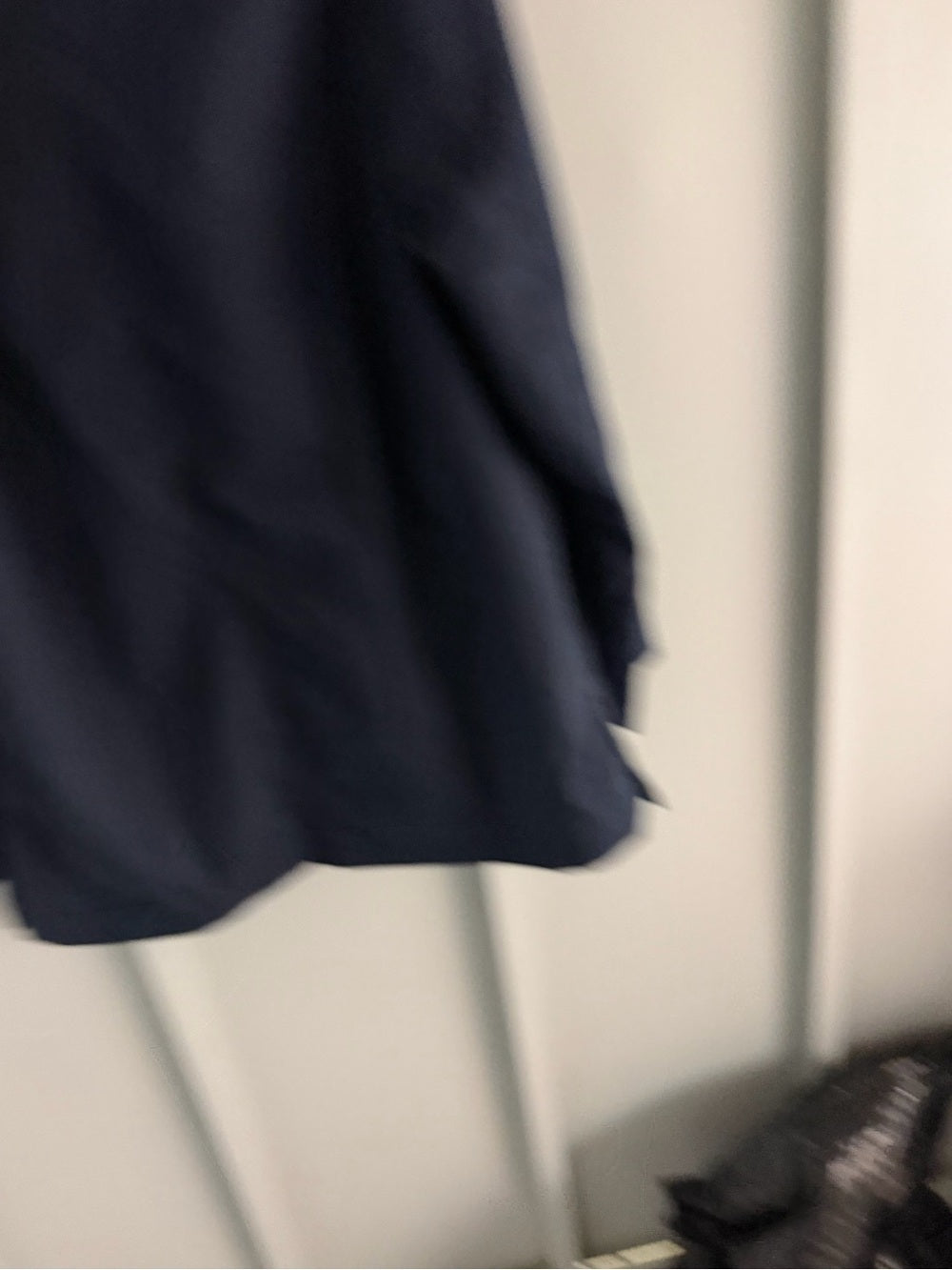 Nuage Navy Blue Plaid-Lined Short Trench Jacket - Size Small