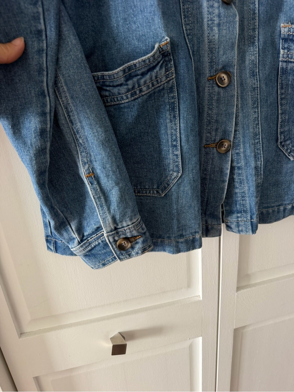 Season French Designer Soft Denim Chore Jacket - Blue - Size S