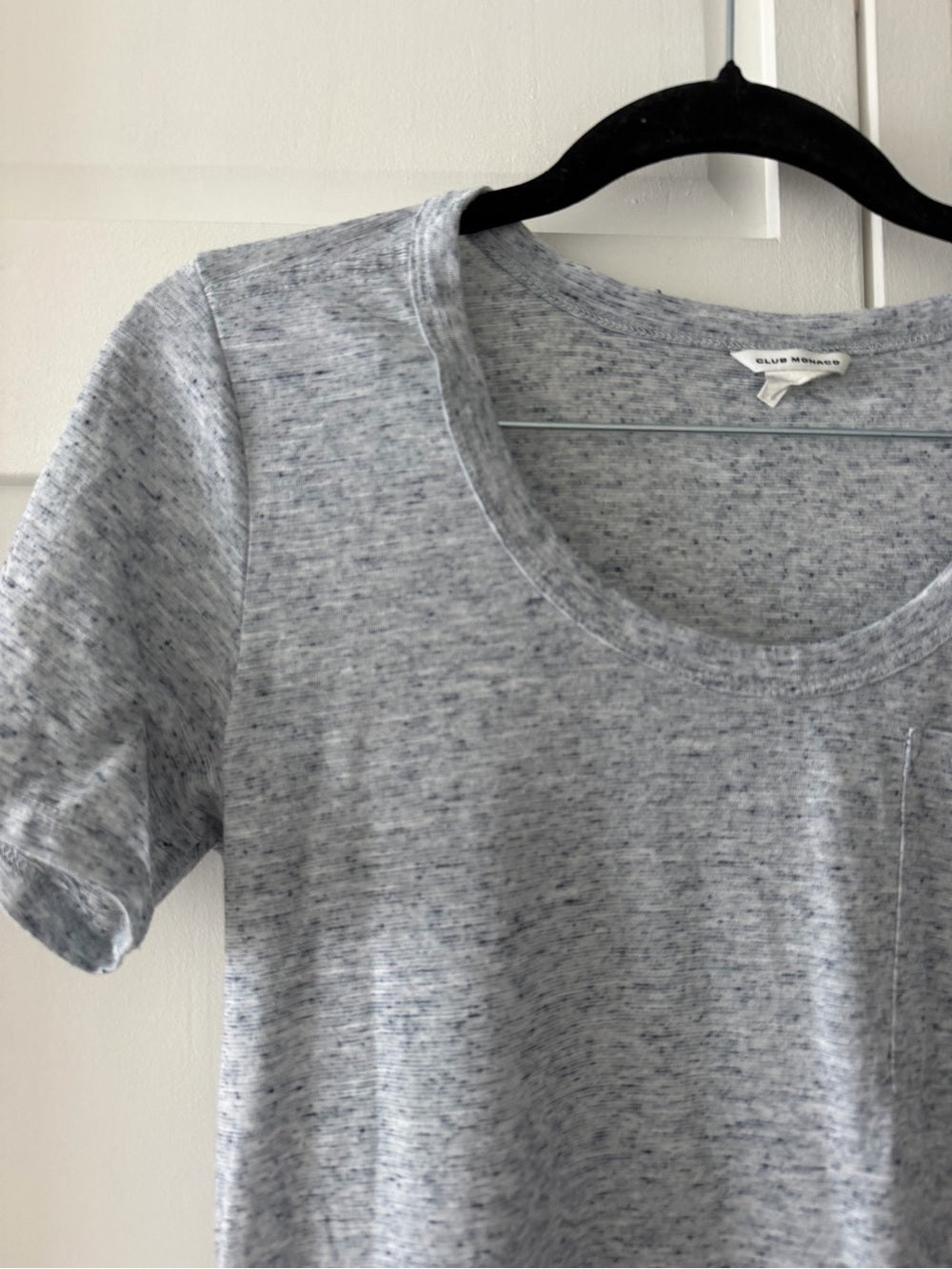 Club Monaco Grey Marled Wool-Blend Pocket T-Shirt Size XS