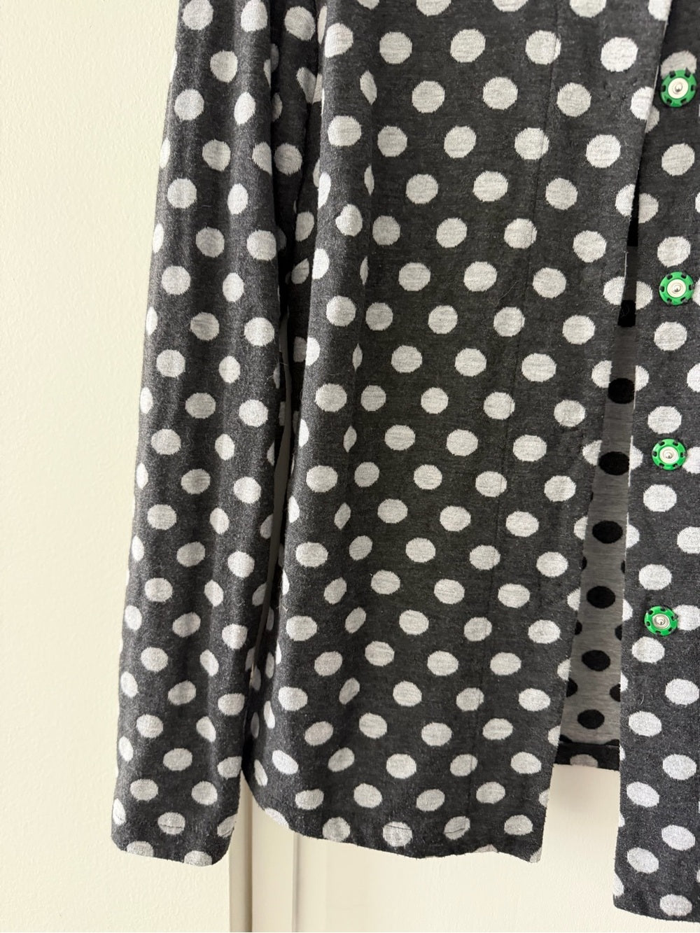 Vintage Barbeau Montreal Polka Dot Cardigan Jacket Grey Green Buttons M