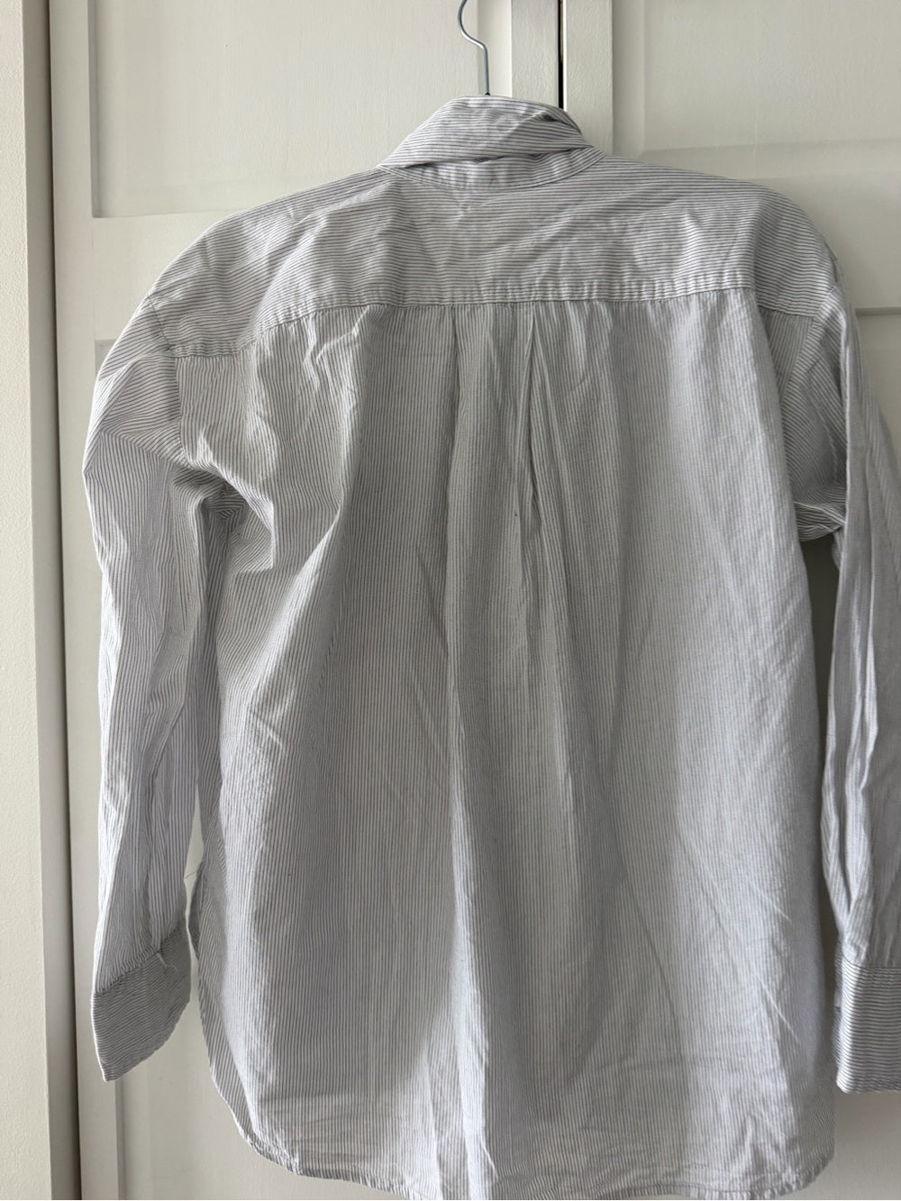 Easy Clothes French Tie-Front Cotton Oversized Striped Blouse size S blue white