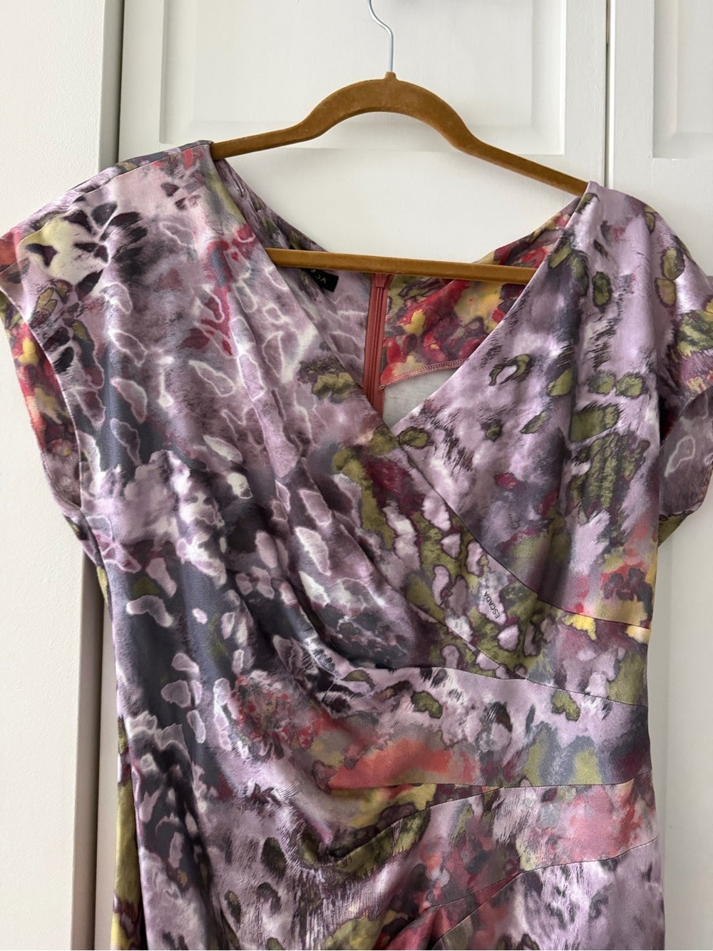 Escada Abstract Floral Print Ruched Waist Midi Dress - Size 42 Like New S 12
