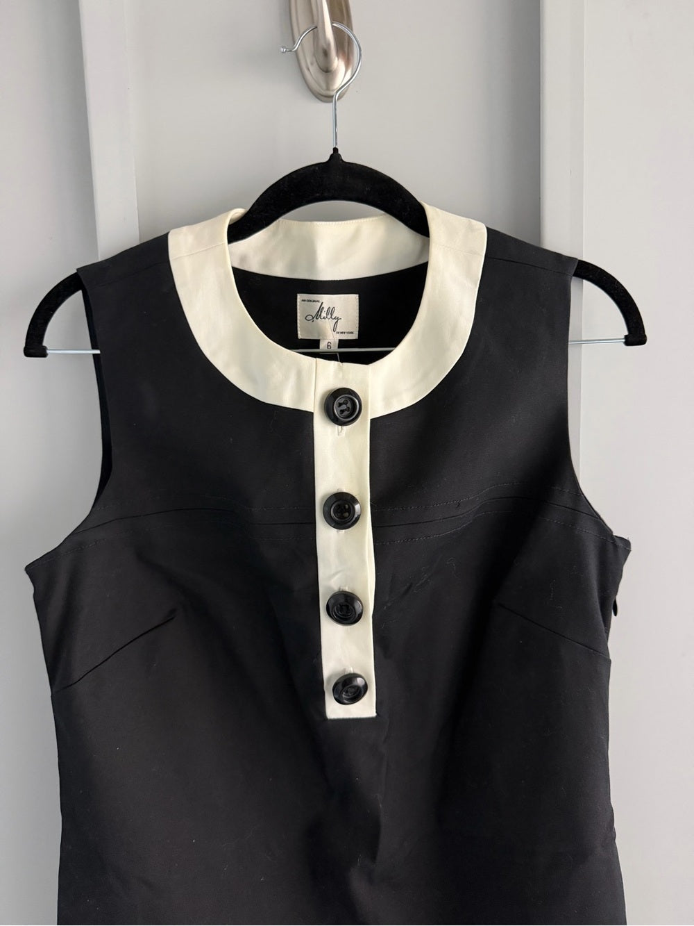 Milly New York NWT Black Cream Mod Mini Shift Dress 6 New