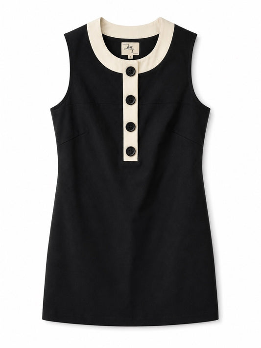 Milly New York NWT Black Cream Mod Mini Shift Dress 6 New