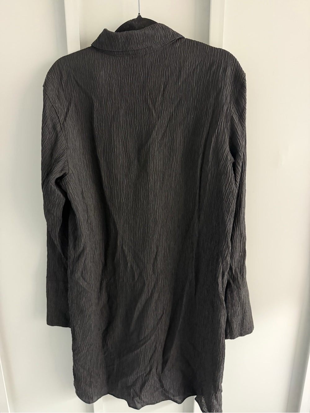 H&M Black Crinkled Midi Dress / Beach Cover-Up Size S