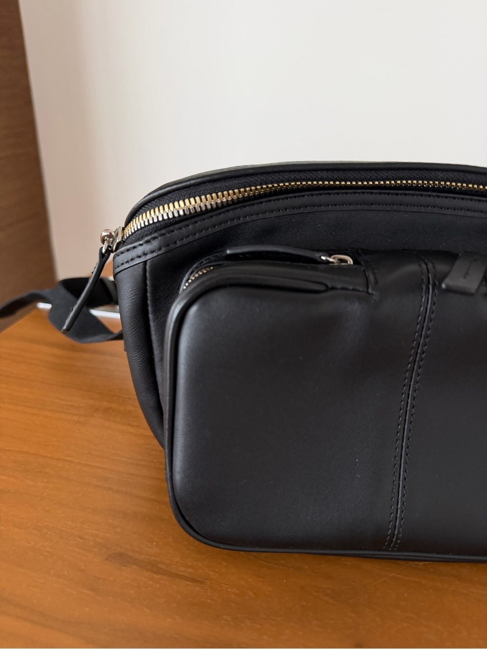 WANT Les Essentiels Testa Black Leather Waist Pack Crossbody Sling Bag