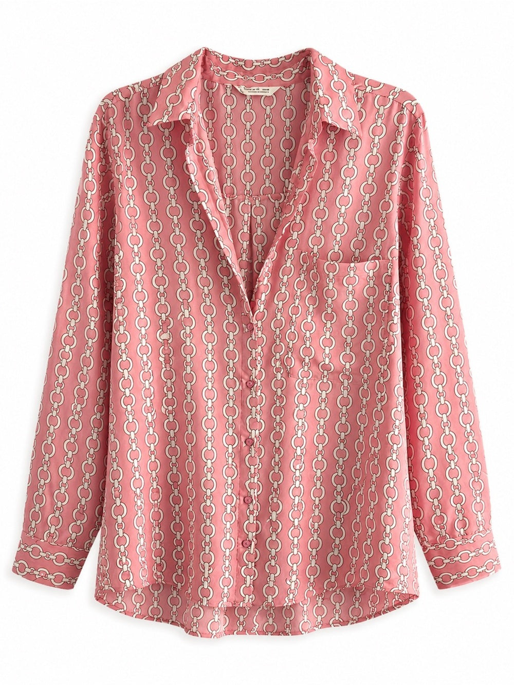 Zara Pink Geometric Chain Link Oversized Satin Blouse L