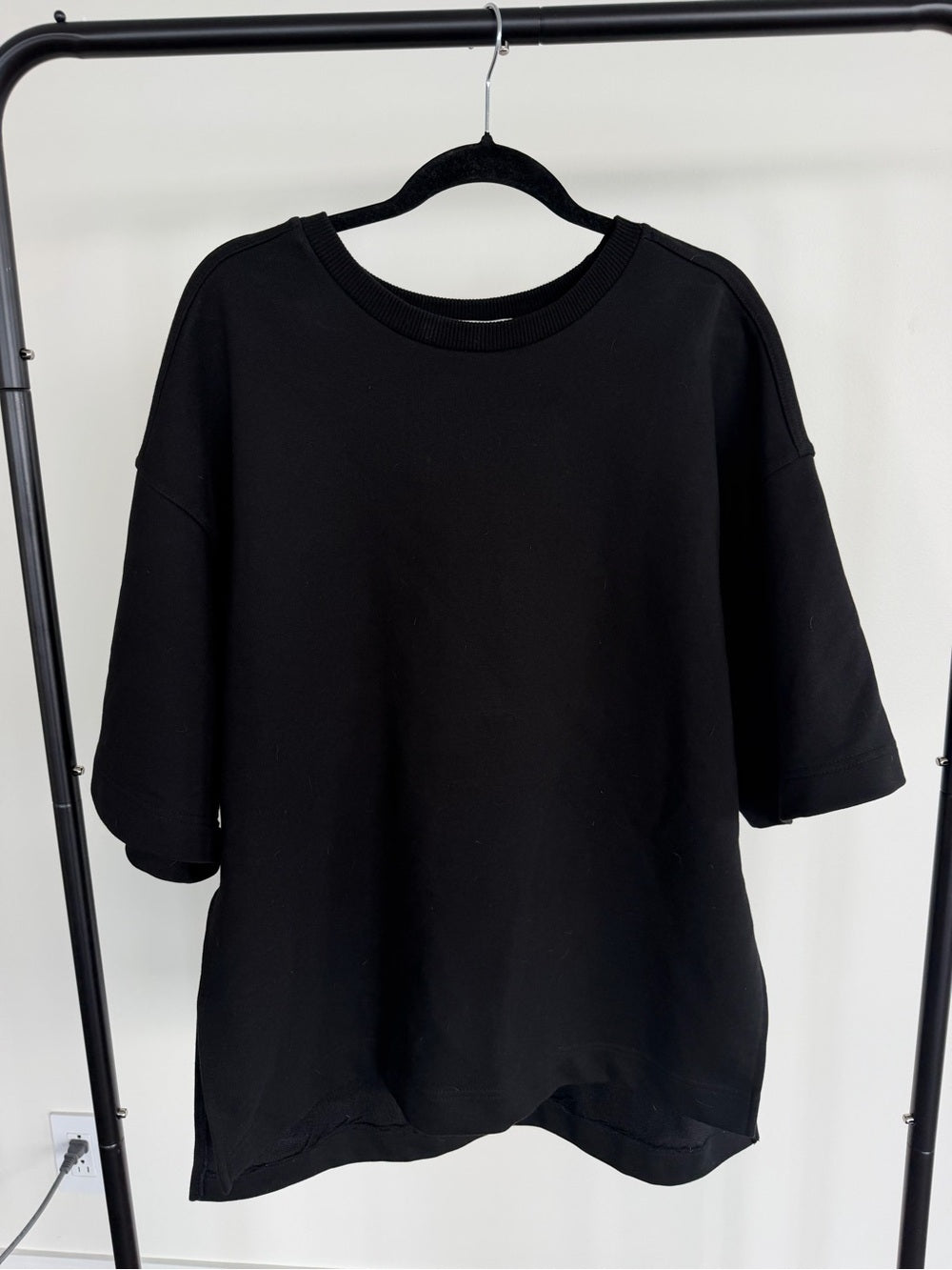 The Frankie Shop Black Oversized Drop Shoulder Tunic T-Shirt XS/S