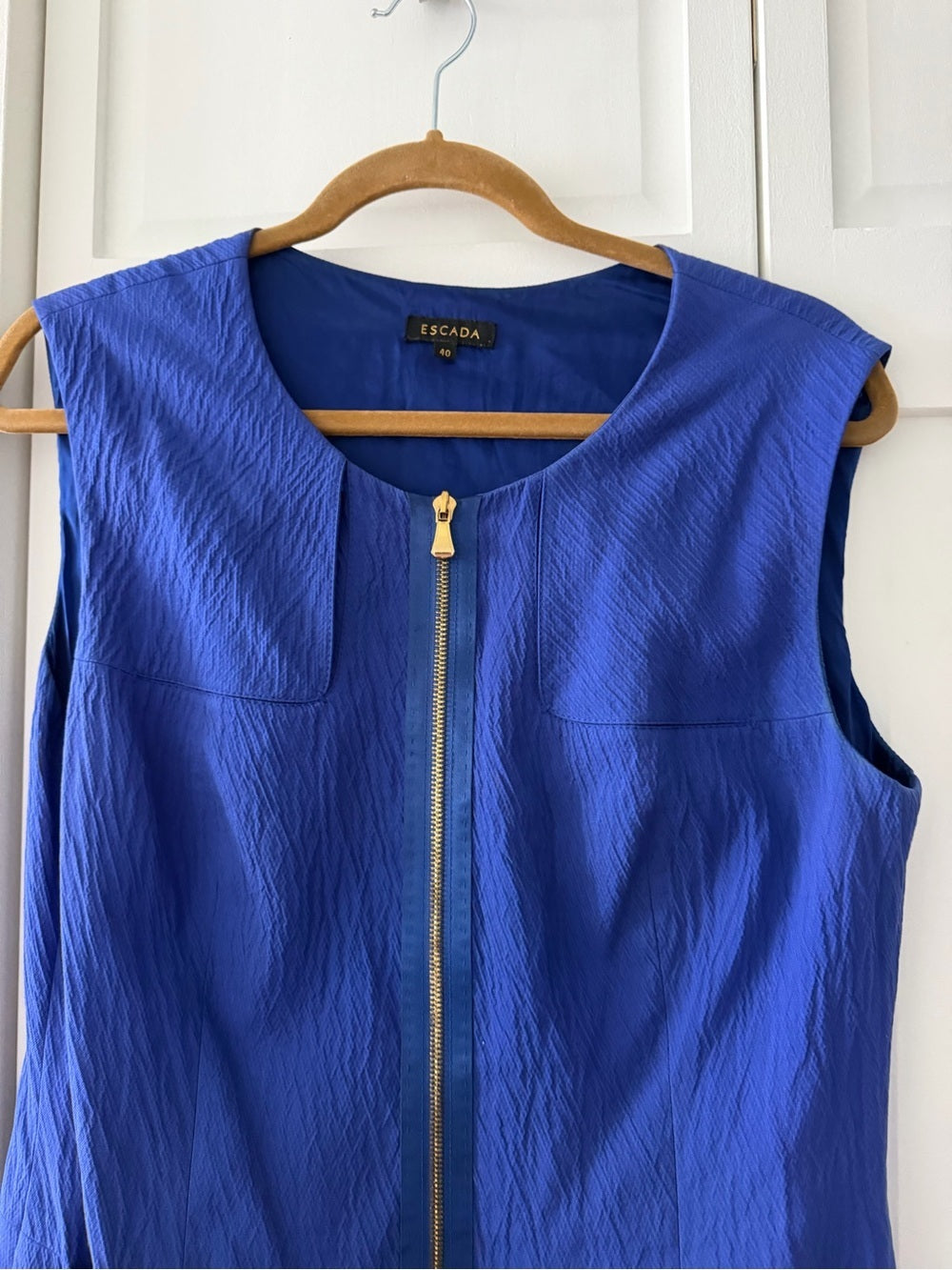 Escada Electric Blue Zip-Front Sheath Dress - Size 8/10 (EU 40)