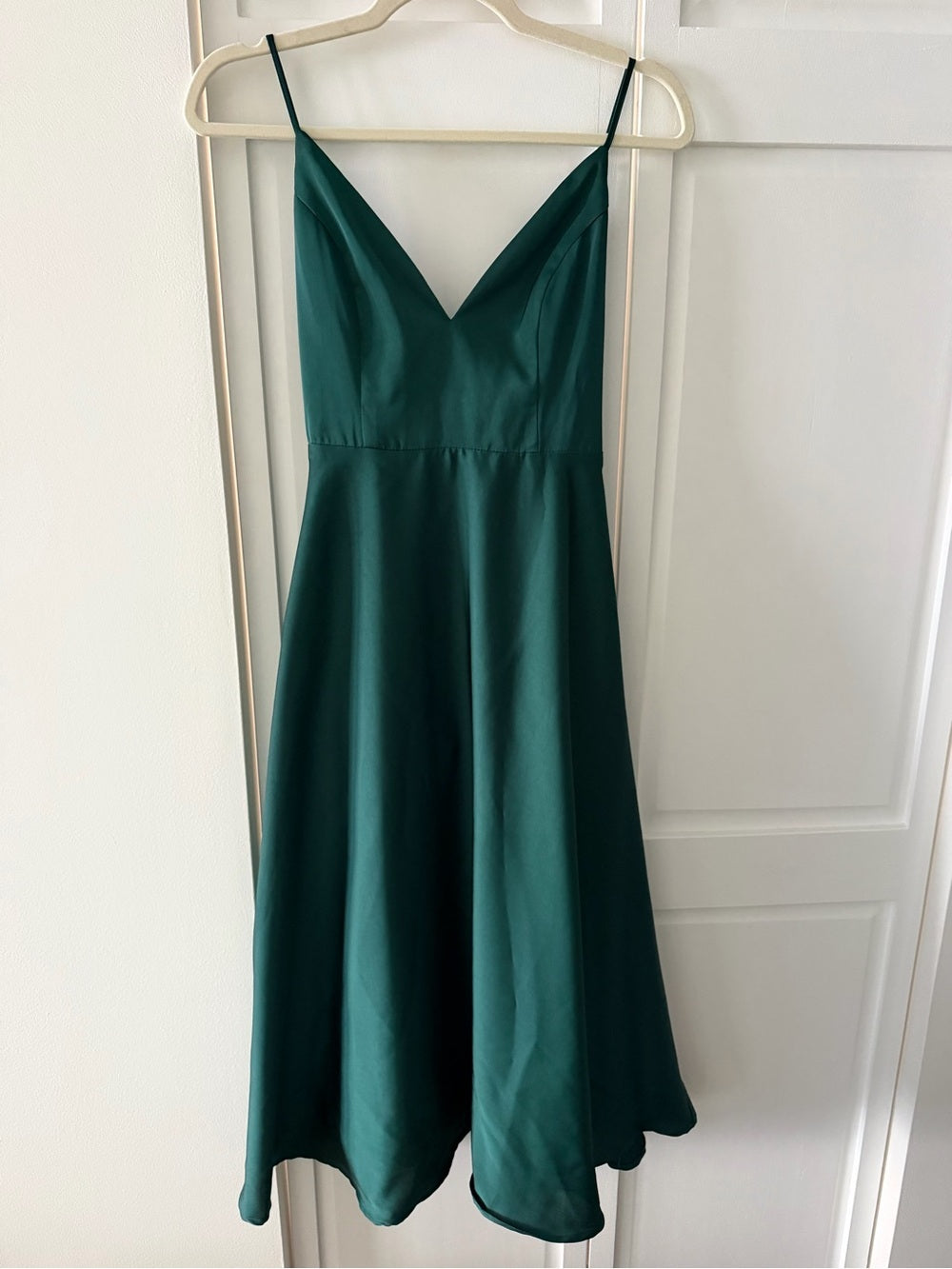 Maniju Emerald Green Satin Tie Back Midi Dress Small NWoT