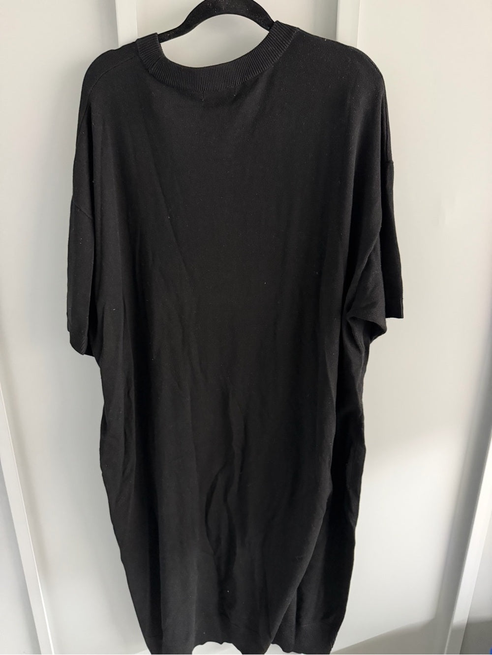 H&M Black Knit Short Sleeve Midi Dress Size XL