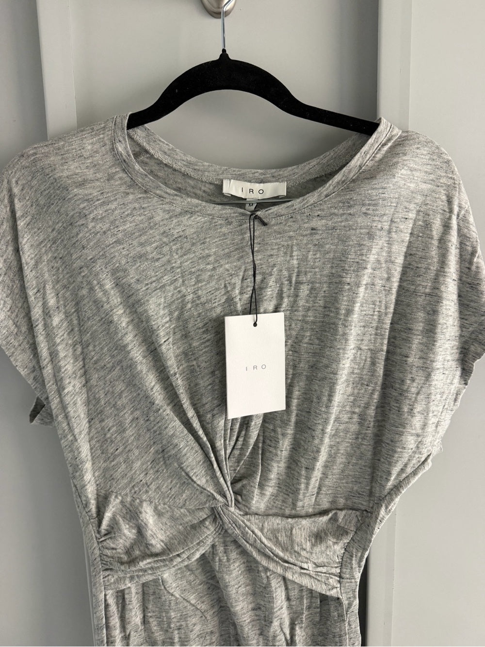 NWT IRO Paris Heather Grey Twist Front T-Shirt Dress M