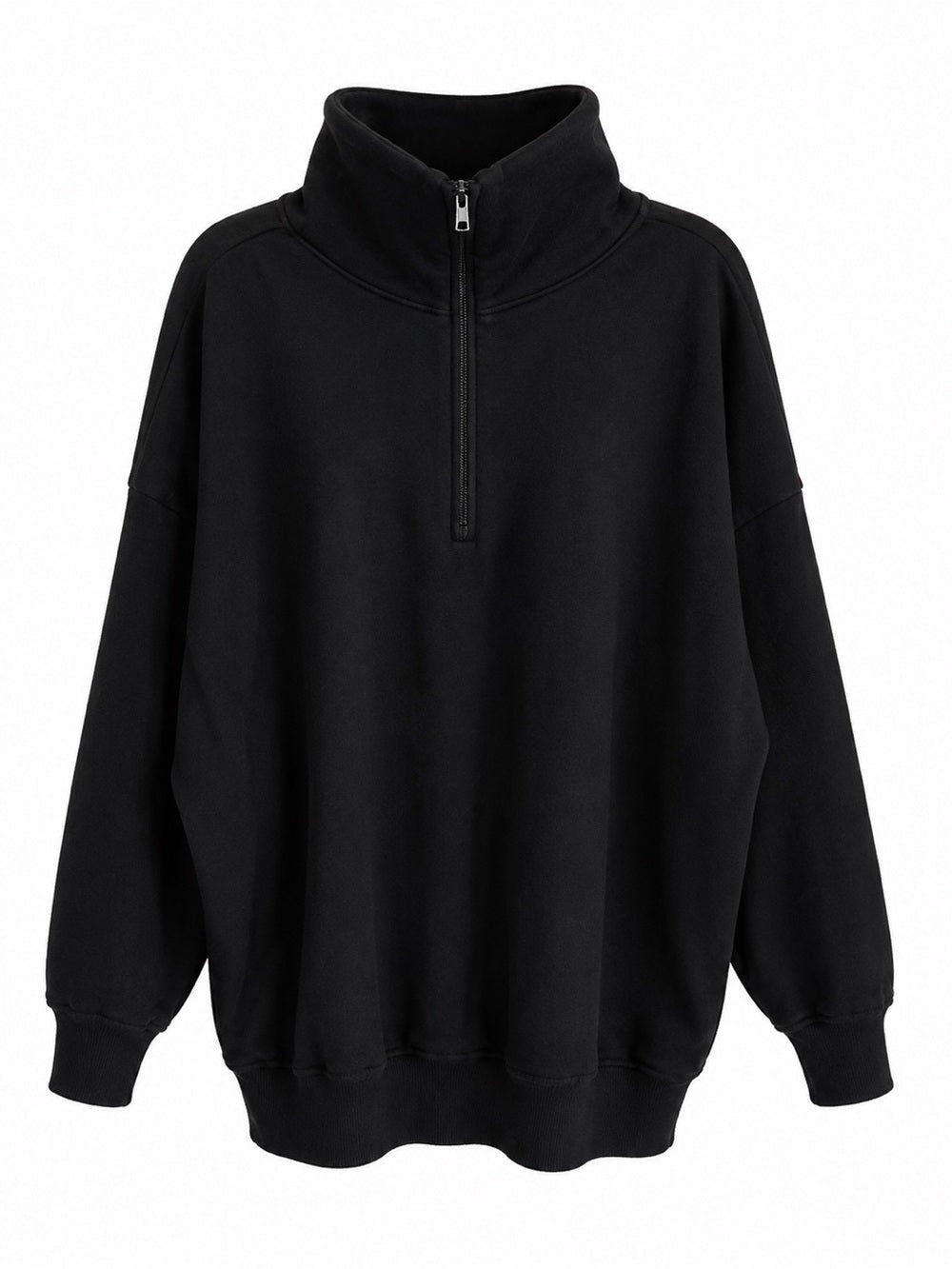 TKEES Black Oversized Half Zip Sweater Dress Size 0/1 S/M