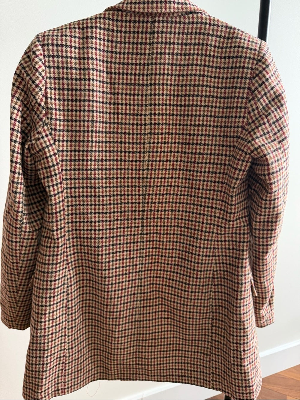 Nana Love French Brand Plaid Double-Breasted Blazer Jacket Size S