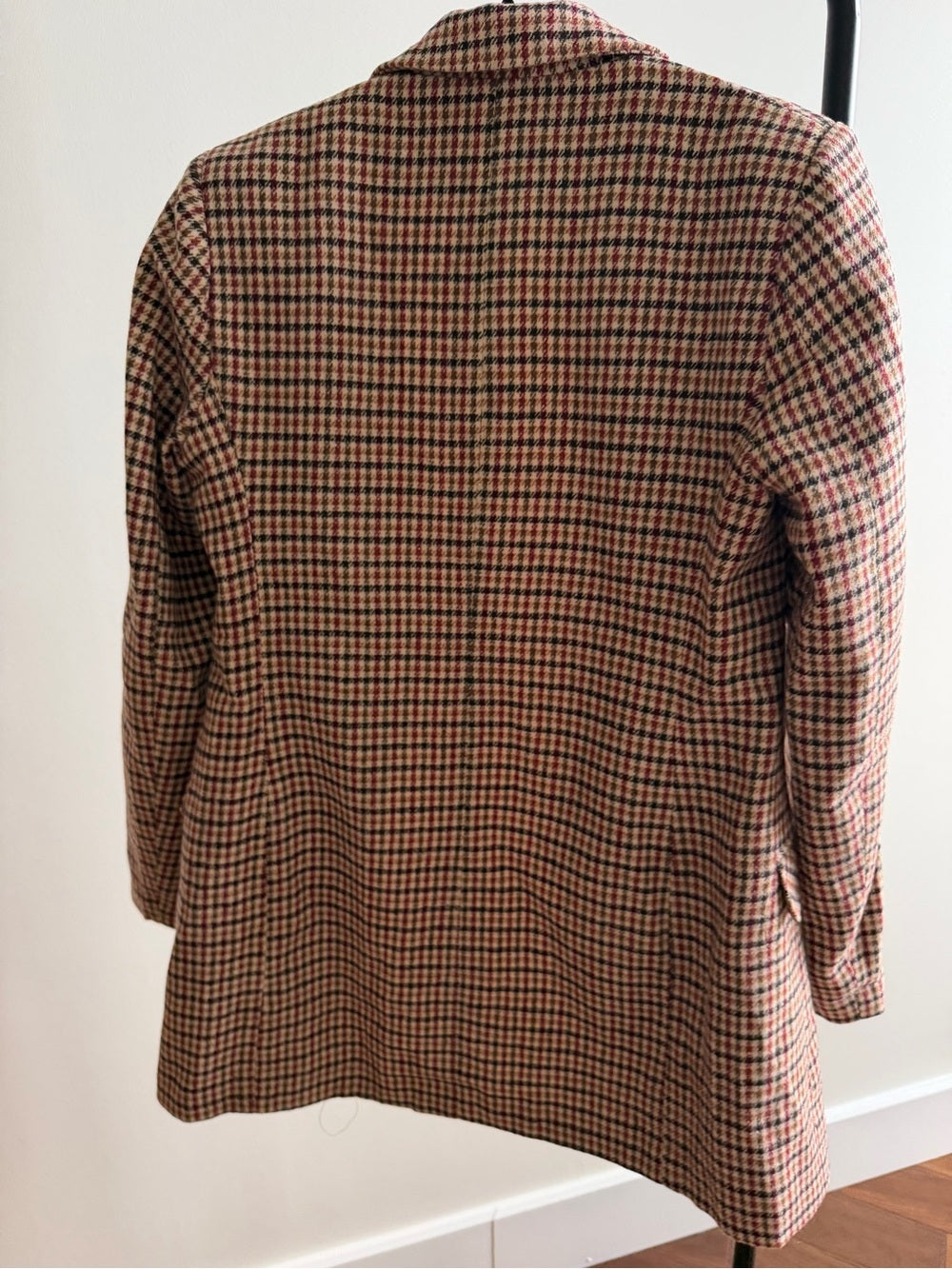 Nana Love French Brand Plaid Double-Breasted Blazer Jacket Size S