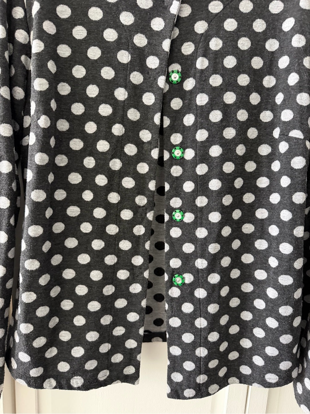 Vintage Barbeau Montreal Polka Dot Cardigan Jacket Grey Green Buttons M
